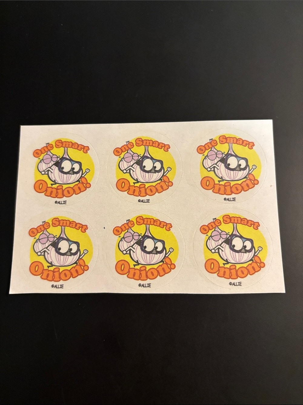 Vintage 80’s/ 90’s Allie One Smart Onion! Scratch & Sniff Scented Stickers Sheet
